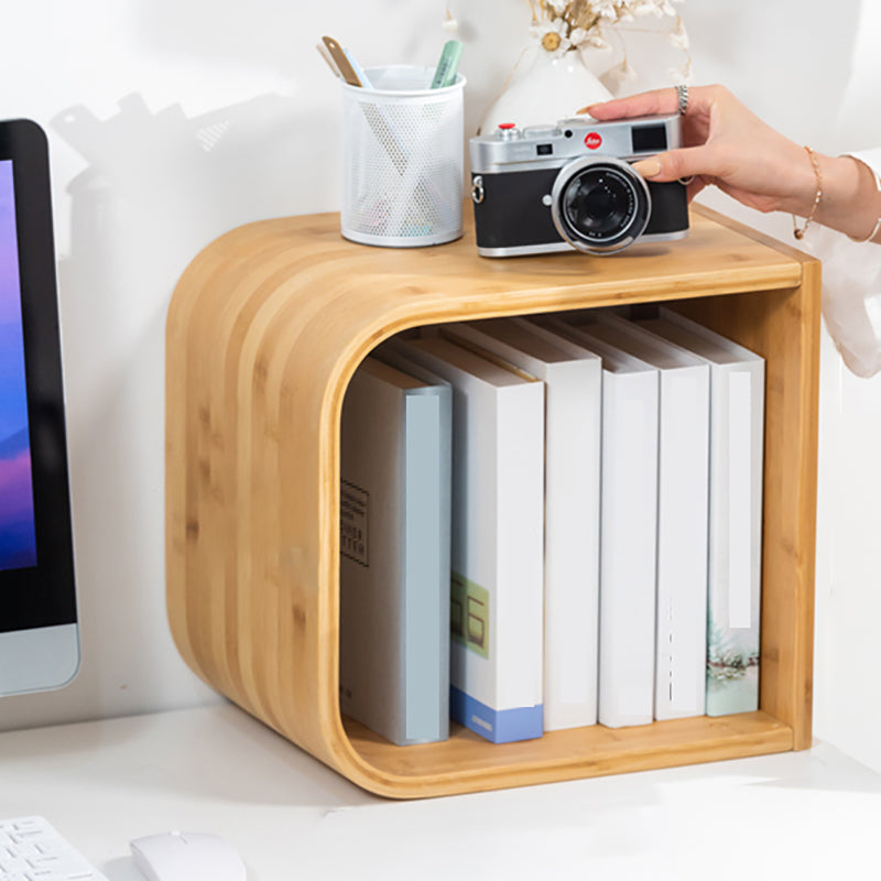 Vertical Contemporary Bamboo Bookcase Open Back Bookshelf for Home