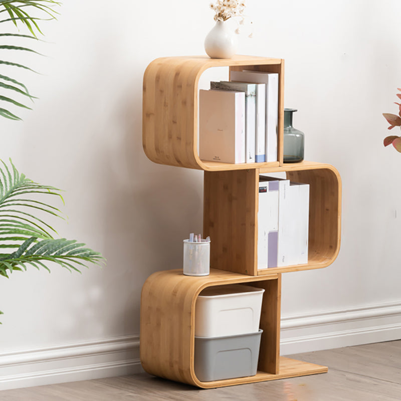 Vertical Contemporary Bamboo Bookcase Open Back Bookshelf for Home
