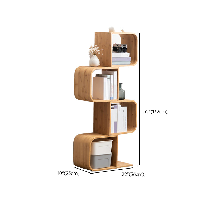 Vertical Contemporary Bamboo Bookcase Open Back Bookshelf for Home