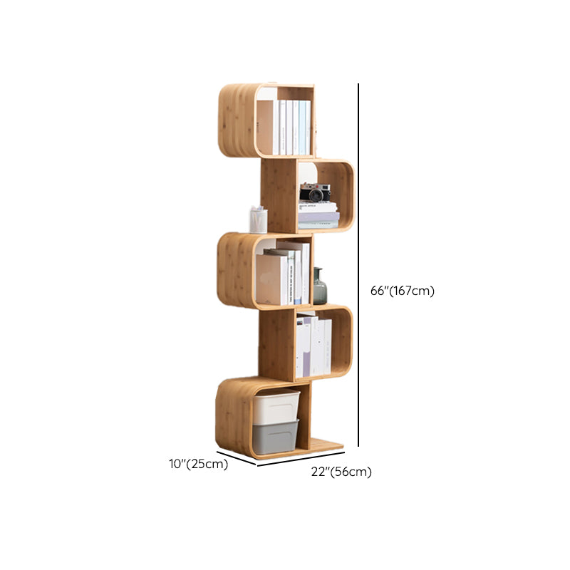 Vertical Contemporary Bamboo Bookcase Open Back Bookshelf for Home