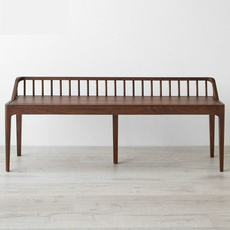 Modern Backrest Seating Bench Solid Wood Rectangle Bench for Entryway