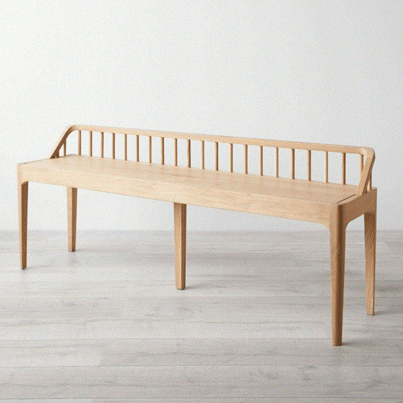 Modern Backrest Seating Bench Solid Wood Rectangle Bench for Entryway