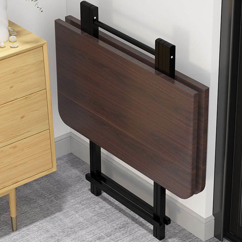 Modern Folding Dining Table Square Wood Top with Metal Legs for Home