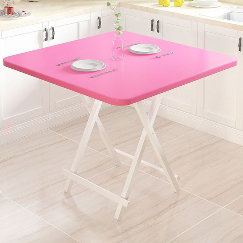 Modern Folding Dining Table Square Wood Top with Metal Legs for Home