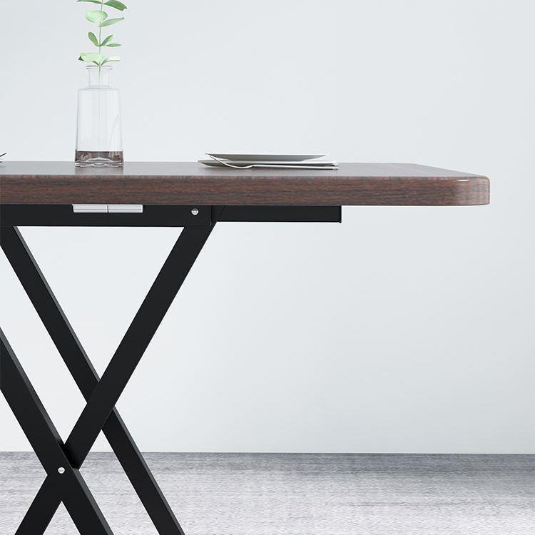 Modern Folding Dining Table Square Wood Top with Metal Legs for Home