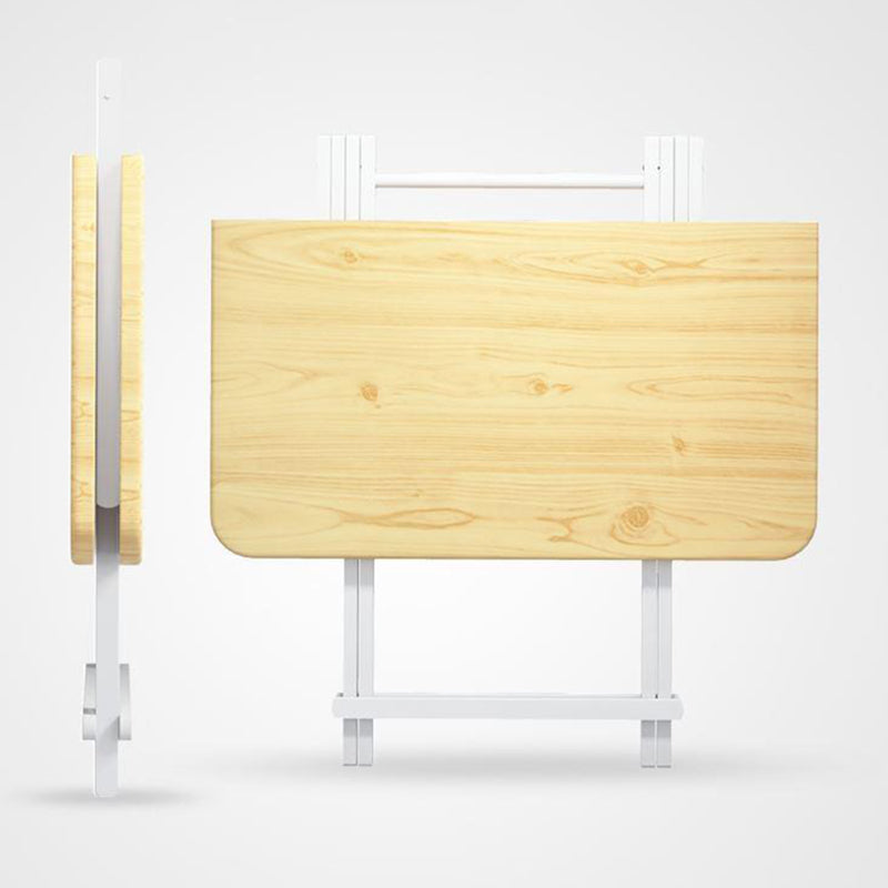 Modern Folding Dining Table Square Wood Top with Metal Legs for Home