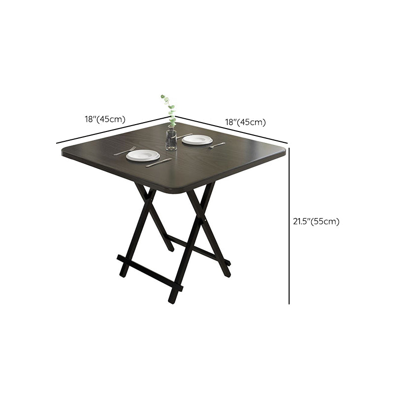Modern Folding Dining Table Square Wood Top with Metal Legs for Home