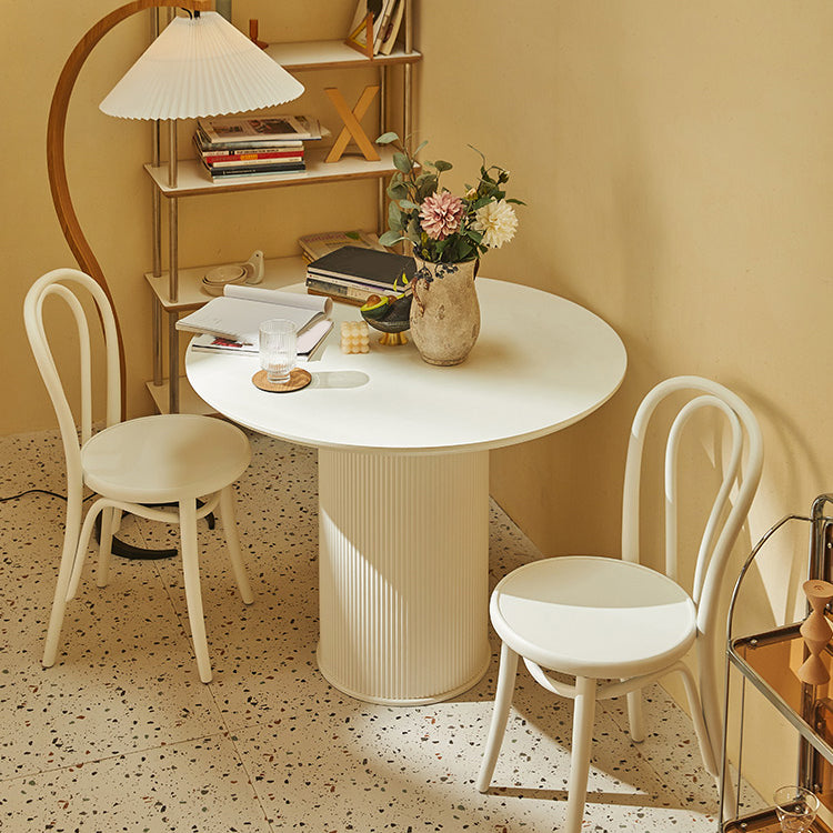 Modern Round Dining Table for 2 Persons Wooden Pedestal Base