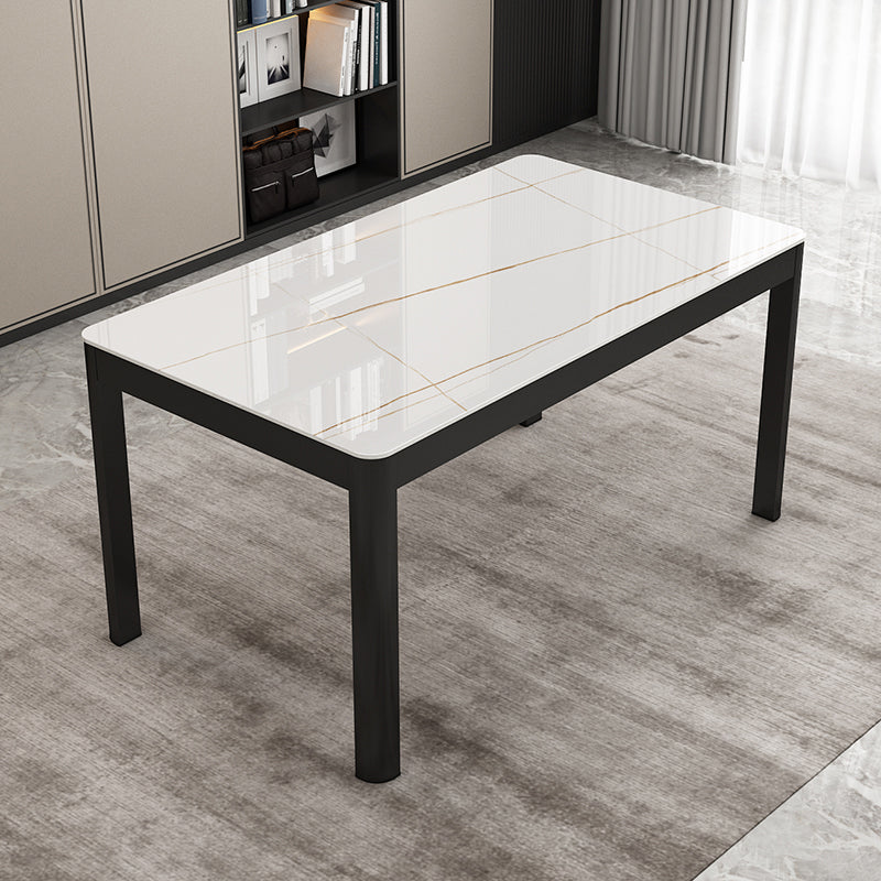 Contemporary Style Rectangle Glass Dining Site Table with 4 Legs