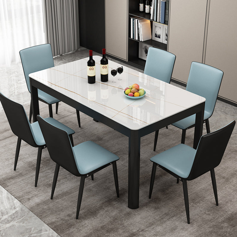 Contemporary Style Rectangle Glass Dining Site Table with 4 Legs