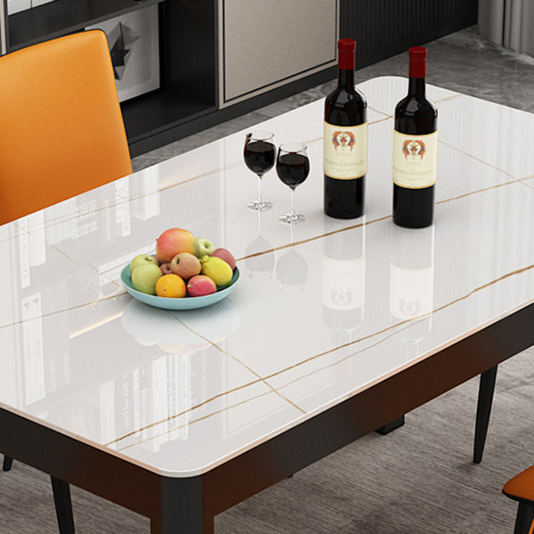 Contemporary Style Rectangle Glass Dining Site Table with 4 Legs