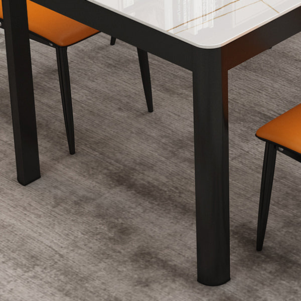 Contemporary Style Rectangle Glass Dining Site Table with 4 Legs