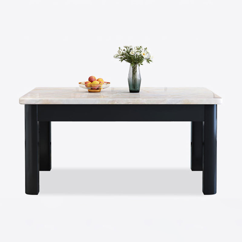 Contemporary Style Rectangle Marble Fixed Dinner Table with 4 Legs