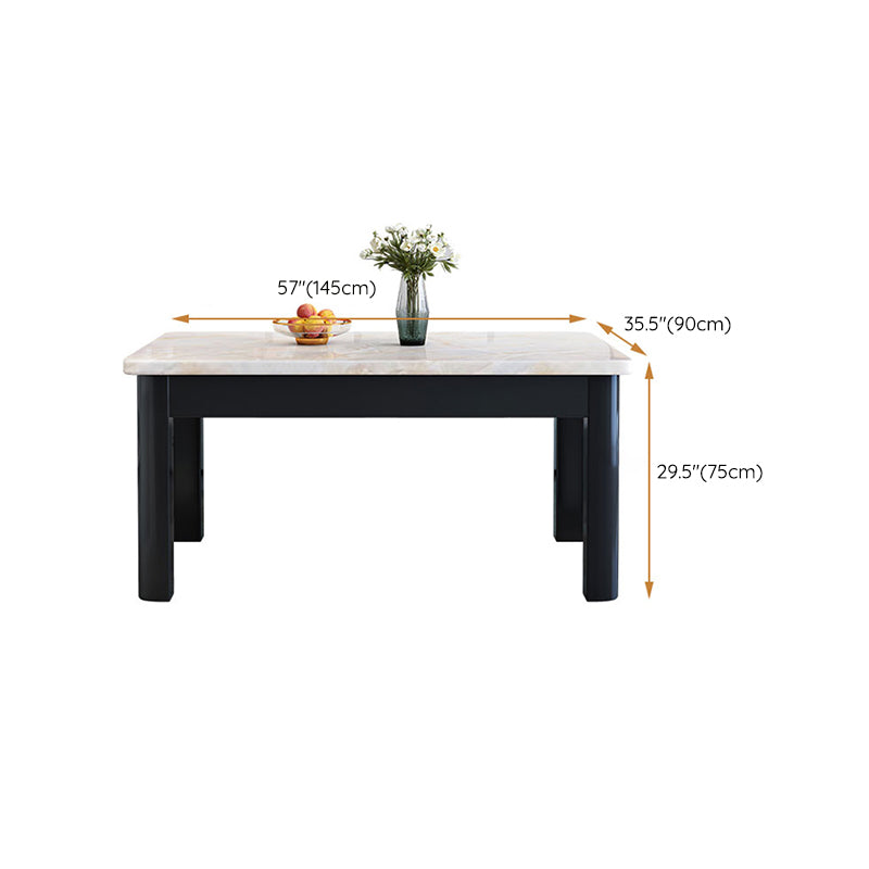 Contemporary Style Rectangle Marble Fixed Dinner Table with 4 Legs