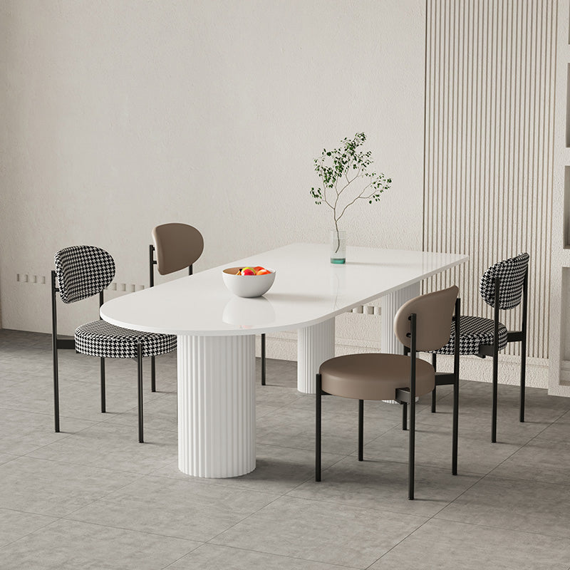 Contemporary White Color Faux Marble Dinner Table with 3 Legs