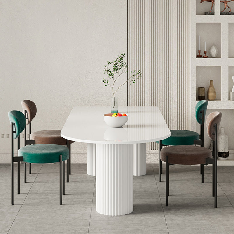 Contemporary White Color Faux Marble Dinner Table with 3 Legs