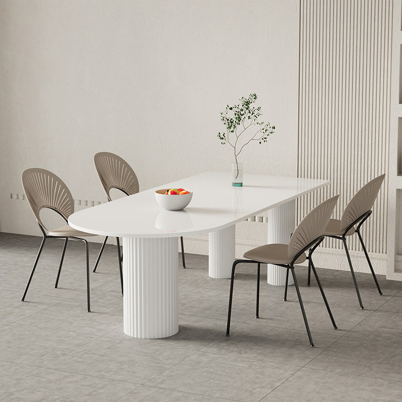 Contemporary White Color Faux Marble Dinner Table with 3 Legs