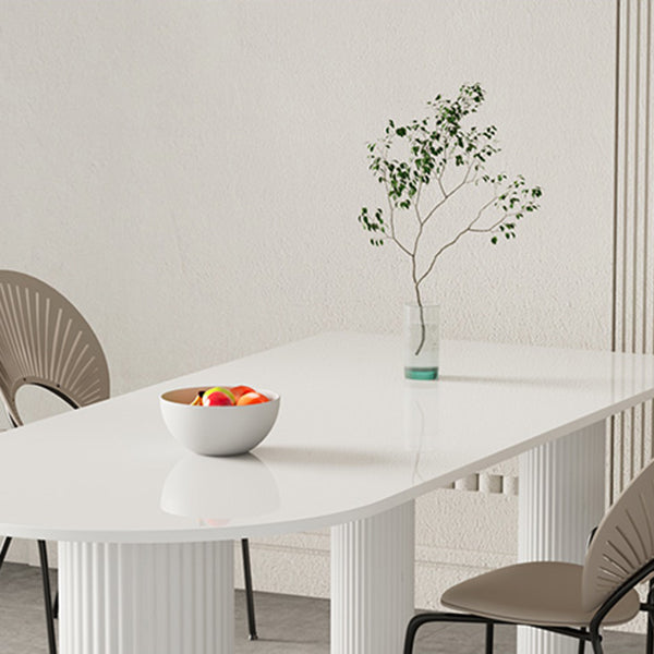 Contemporary White Color Faux Marble Dinner Table with 3 Legs