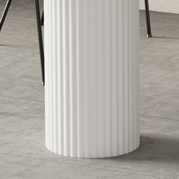 Contemporary White Color Faux Marble Dinner Table with 3 Legs