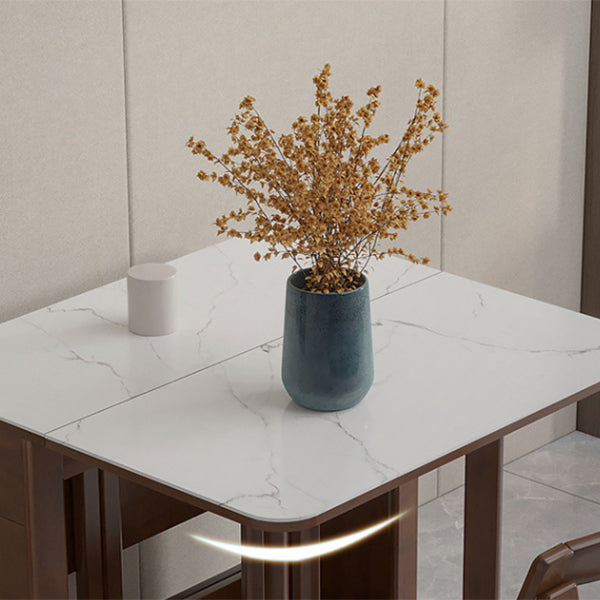 Modern Style Stone Drop-Leaf Dining Table, 51.2" x 35.4" x 29.5"