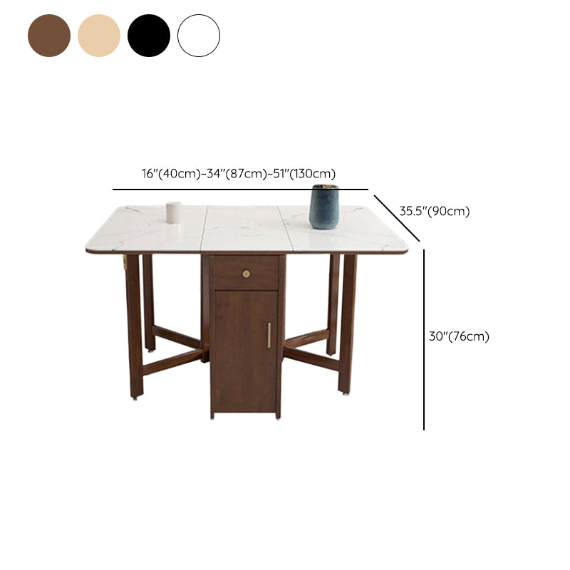 Modern Style Stone Drop-Leaf Dining Table, 51.2" x 35.4" x 29.5"