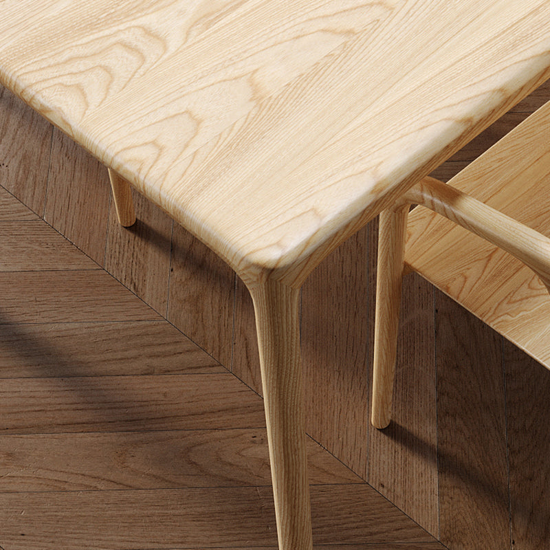 1/2/5 Pcs Rectangle Solid Wood Standard Height Dining Furniture Set in Light