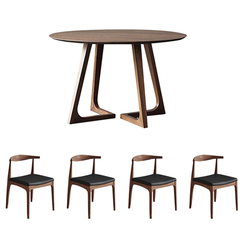 1/2/3/5/7 Pcs Modern Round Shape Solid Wood Dinette Table with Chair