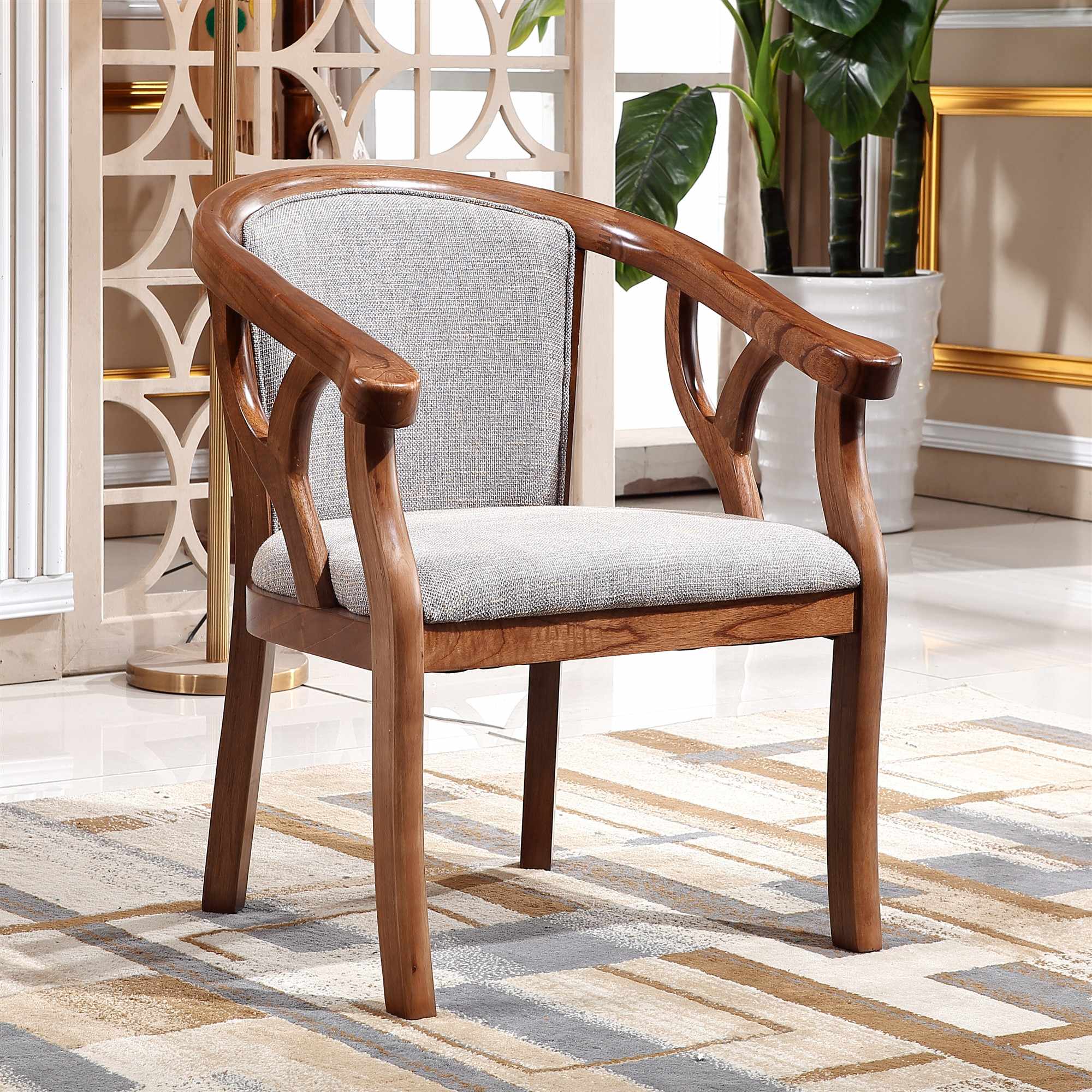 Traditional Dining Chair Solid Wood Dining Arm Chair for Hotel