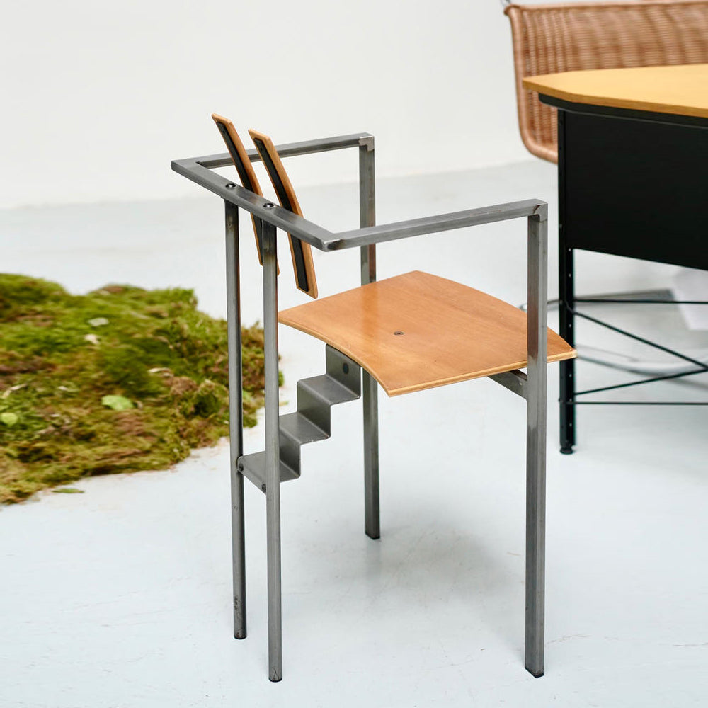 Designer Style Dining Chairs Low Back Arm Chair with Stainless Steel Legs