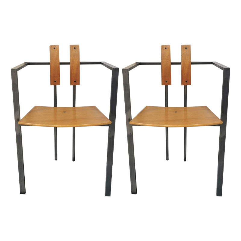 Designer Style Dining Chairs Low Back Arm Chair with Stainless Steel Legs