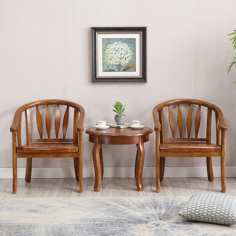 Traditional Style Dining Chair Wooden Open Back Side Chair for Living Room