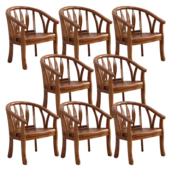 Traditional Style Dining Chair Wooden Open Back Side Chair for Living Room