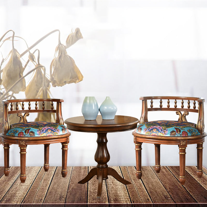 Rustic Style Dining Chair Wooden Open Back Side Chair for Living Room
