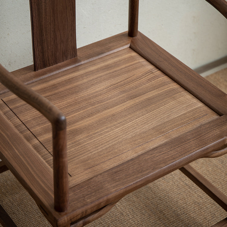 Traditional Style Dining Chair Slat Back Solid Wood Arm Chair for Home