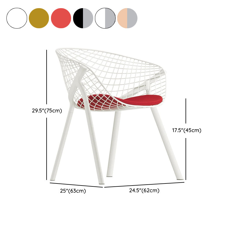 Modern Style Arm Chair Metal Cross Back Dining Room Chair for Indoor