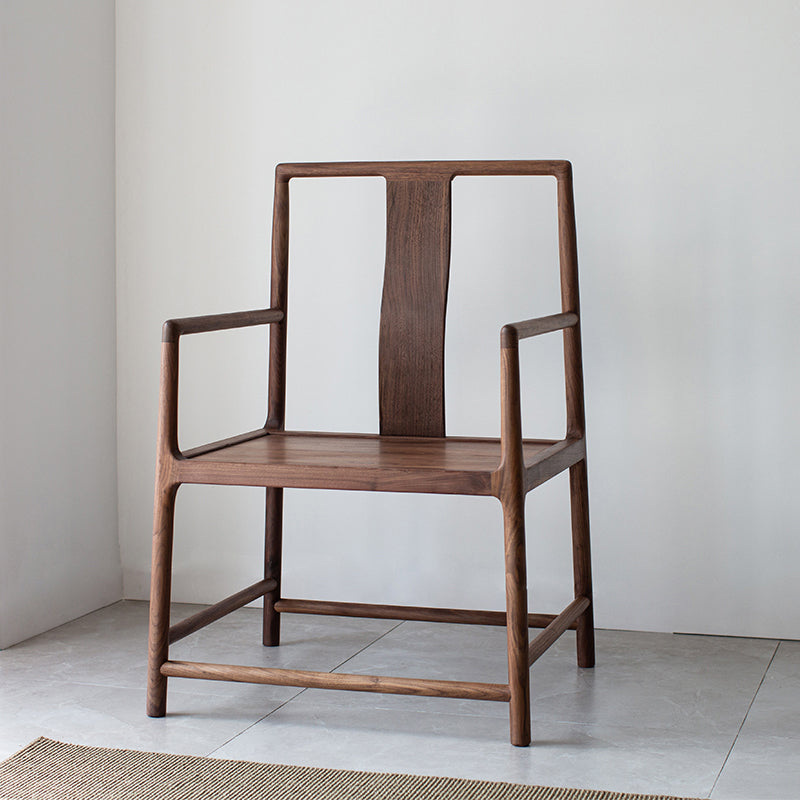Traditional Slat Back Dining Arm Chair Solid Wood Arm Chair for Home