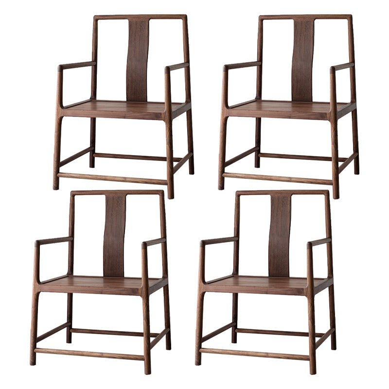 Traditional Slat Back Dining Arm Chair Solid Wood Arm Chair for Home