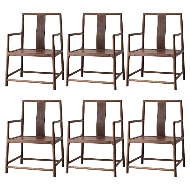 Traditional Slat Back Dining Arm Chair Solid Wood Arm Chair for Home