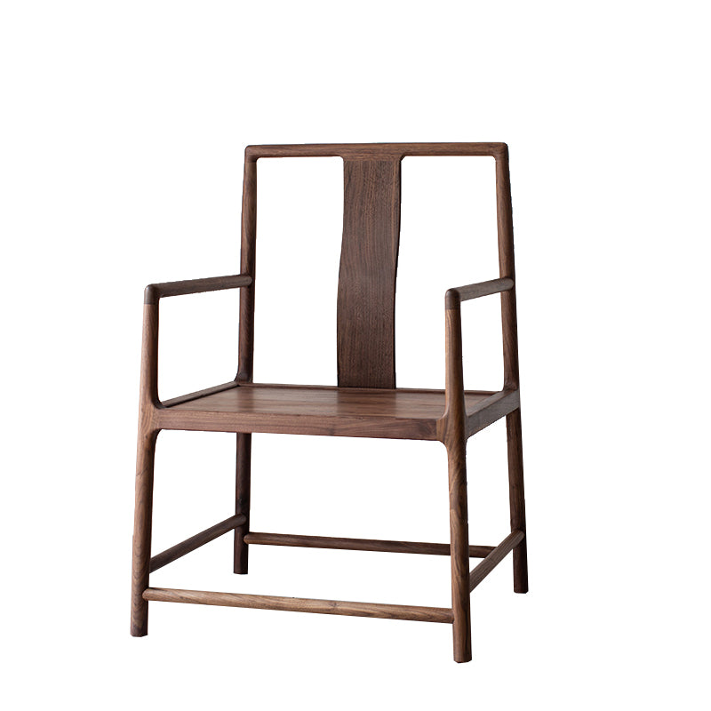 Traditional Slat Back Dining Arm Chair Solid Wood Arm Chair for Home