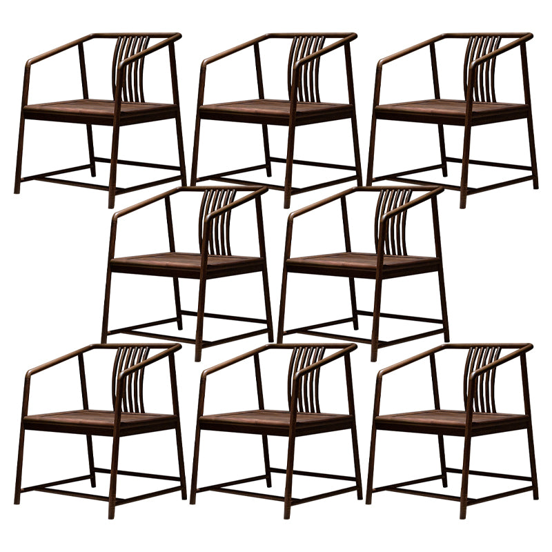 Traditional Slat Back Dining Arm Chair Solid Wood Arm Chair for Home