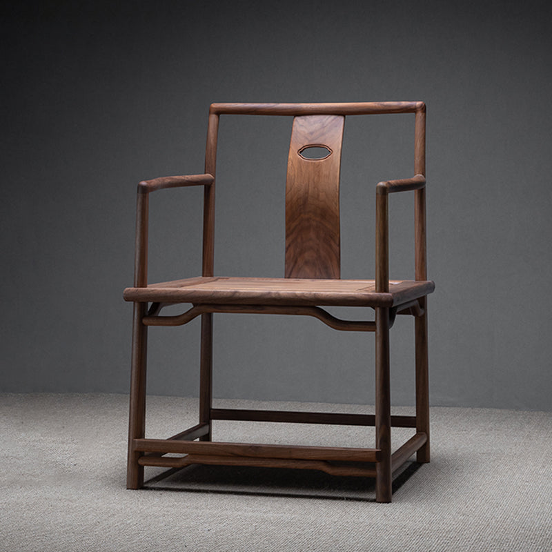 Traditional Slat Back Dining Arm Chair Solid Wood Arm Chair for Home