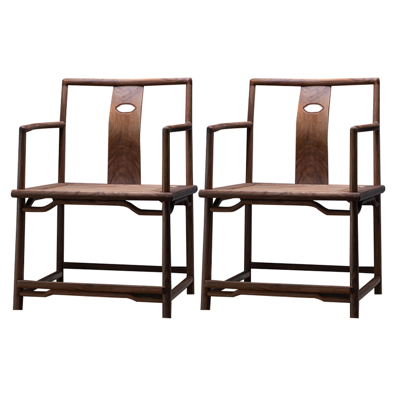 Traditional Slat Back Dining Arm Chair Solid Wood Arm Chair for Home