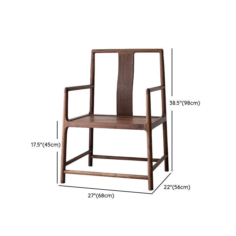 Traditional Slat Back Dining Arm Chair Solid Wood Arm Chair for Home