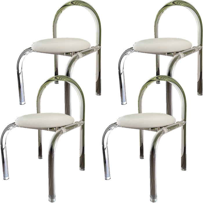 Modern Style Dining Chair Leather Open Back Side Chair with Acrylic Base