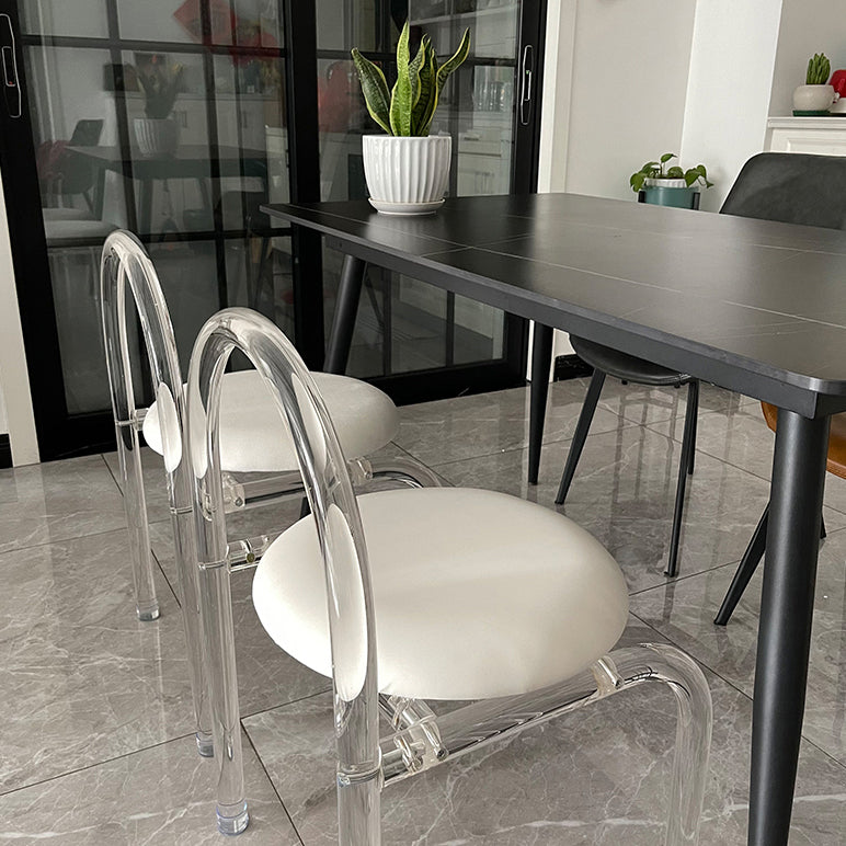 Modern Style Dining Chair Leather Open Back Side Chair with Acrylic Base