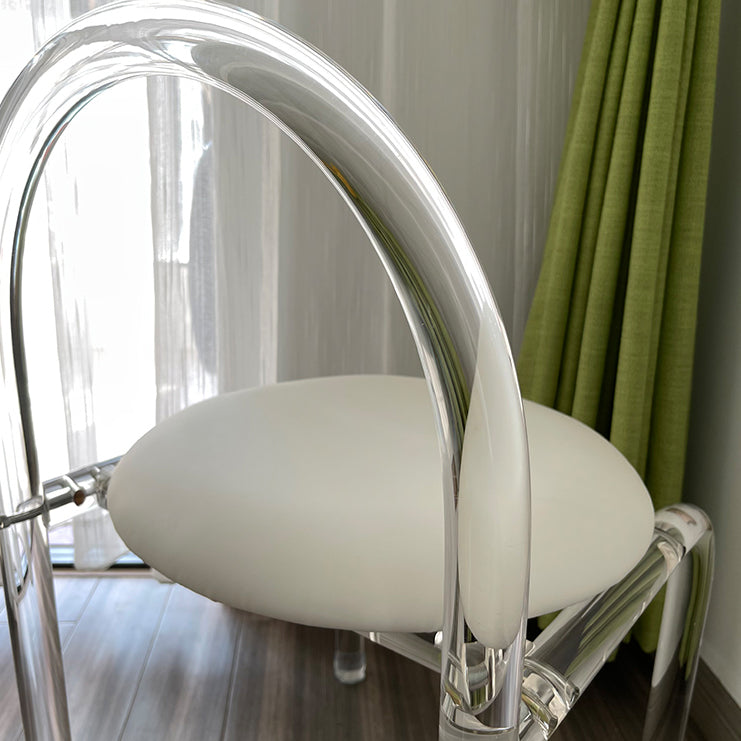 Modern Style Dining Chair Leather Open Back Side Chair with Acrylic Base