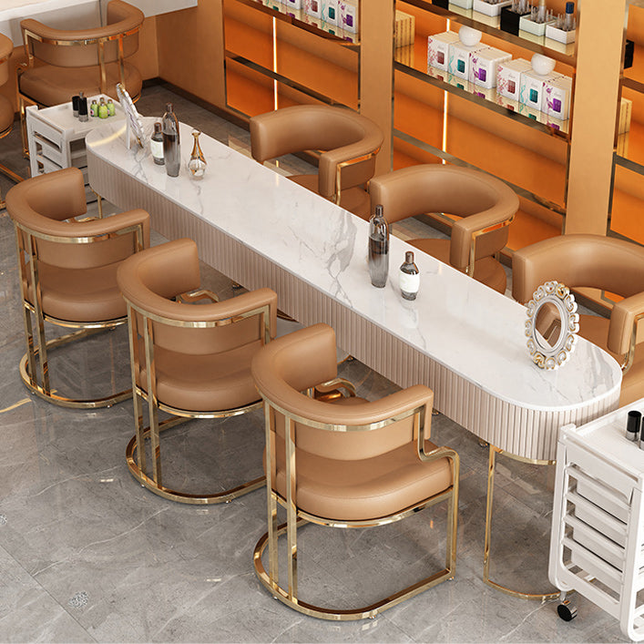 Upholstered Dining Chairs Glam Style Open Back Dining Chair for Dining Room