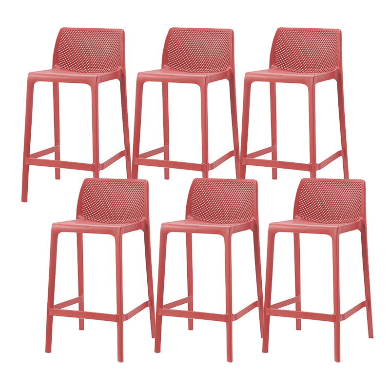 Contemporary Low Back Indoor Plastic Armless Bar Stool with Footrest