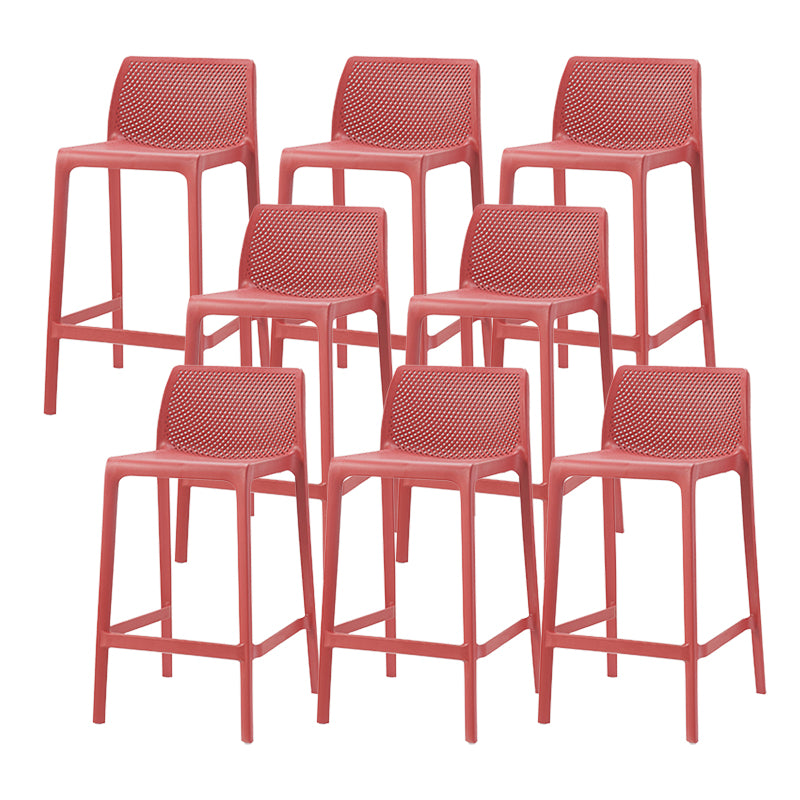 Contemporary Low Back Indoor Plastic Armless Bar Stool with Footrest