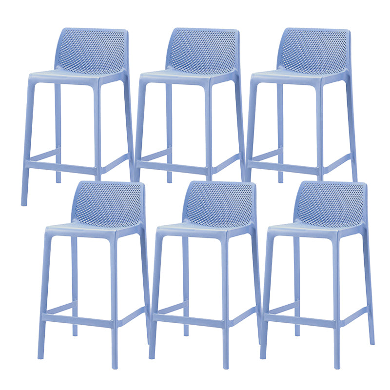 Contemporary Low Back Indoor Plastic Armless Bar Stool with Footrest